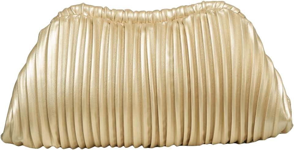 Verdusa Women's Ruched Evening Handbags Clutch Purses Pleated Cloud Crochet Bag (Gold)