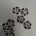 Lot of 8 Bling Rhinestones Camellia Flower Iron on Patches, Heat Transfer Bedazzled Appliques Craft DIY Garment Decoration Accessories