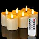 Homemory 2" x 2" Timer Remote Control Flickering Flameless Votive Candles, Realistic Battery Operated, 6Pack 3D Wick Electric Fake for Christmas, Wedding, Home Decorations, Pack of 6