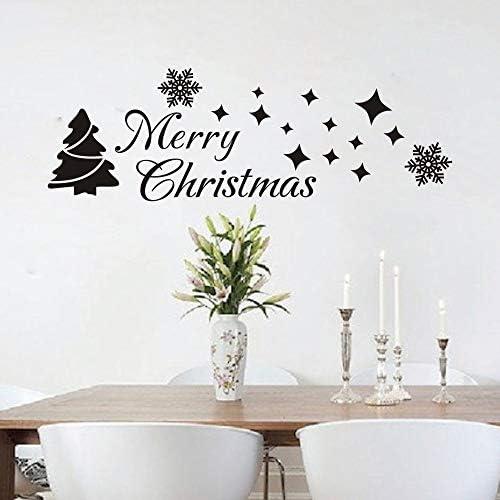 Pack Of 3 MoharWall Christmas Tree Stickers Decor Winter Snow Large Wall Decals Merry Christmas Window Cling Quotes Star Vinyl Art Decoration