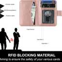 Bocasal for MagSafe Wallet Magnetic Card Holder, RFID Blocking Leather Card Slots for iPhone 16/15/14/13/12 Pro/Max/Plus, Adjustable Kickstand Flip Mag Safe Wallet (Rose Gold)