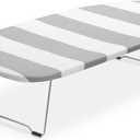 Whitmor Foldable Tabletop Ironing Board with Removable Scorch-Resistant Cover, Metal Mesh Frame, Retractable Hook & Non-Slip Feet, Portable & Easy Storage, for Home, Dorm & Travel, Grey/White Striped