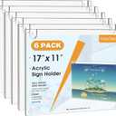 MaxGear Acrylic Sign Holder 11 x 17 Inch, Wall Mount Sign Holders Clear Plastic Picture Frame with Adhesive Tapes and Mounting Screws for Office, Home, Store, Restaurant, Landscape, 6 Pack