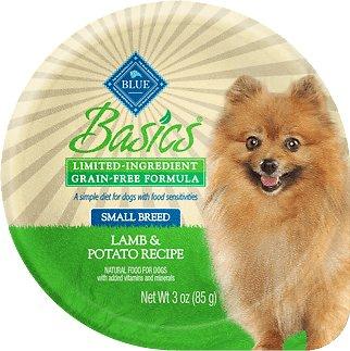 Blue Buffalo Basics Limited Ingredient Diet, Grain Free Natural Adult Small Breed Wet Dog Food Cups, Lamb 3-oz (Pack of 12), Best By: 2027 APR 24