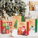 PARSUP 12PCS Medium Christmas Kraft Gift Bags Assorted Styles Bags Xmas Small Paper Bags with Handles Goodie Bags with Christmas Prints for Xmas Gift Wrapping Party Supplies