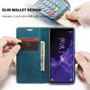 UEEBAI Wallet Case for Samsung Galaxy S9, Premium PU Leather Case Vintage Matte Wallet Flip Cover [Card Slots] [Magnetic Closure] Stand Function Folio Shockproof Full Protection for Galaxy S9 - Blue