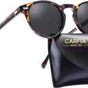 CARFIA Retro Polarized Sunglasses for Men UV400 Protection Handmade Acetate Round Frame CA5288L