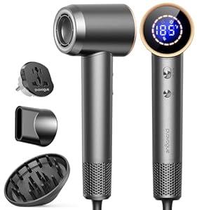 PLAVOGUE Dual Voltage Travel Hair Dryer with Diffuser, Fast Drying, Low Noise, Lightweight, No Heat Damage, European Travel 110V-120V/ 220V-240V