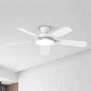 TALOYA 52 inch Ceiling Fans with Lights and Remote, Low Profile Ceiling Fan with Light, Flush Mount, Reversible, 3CCT, Dimmable, Ultra Quiet White Ceiling Fan for Bedroom Living Room Indoor Outdoor