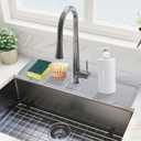Amerner 20 inch Kitchen Sink Splash Guard, 10° Large Slope & Adaptable Hole Faucet Mat for Kitchen Sink, Silicone Sink Organizer Sponge Holder for Kitchen, Bathroom, RV, Bar, 20” x 5.5”, Gray