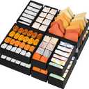 12 Pack Drawer Organizers, 116 Compartments Fabric Foldable Dresser Drawer Organizers for Clothing, Closet Organizers and Storage Bins for Clothes, Christmas Ornament Storage Boxes with Dividers (Black)