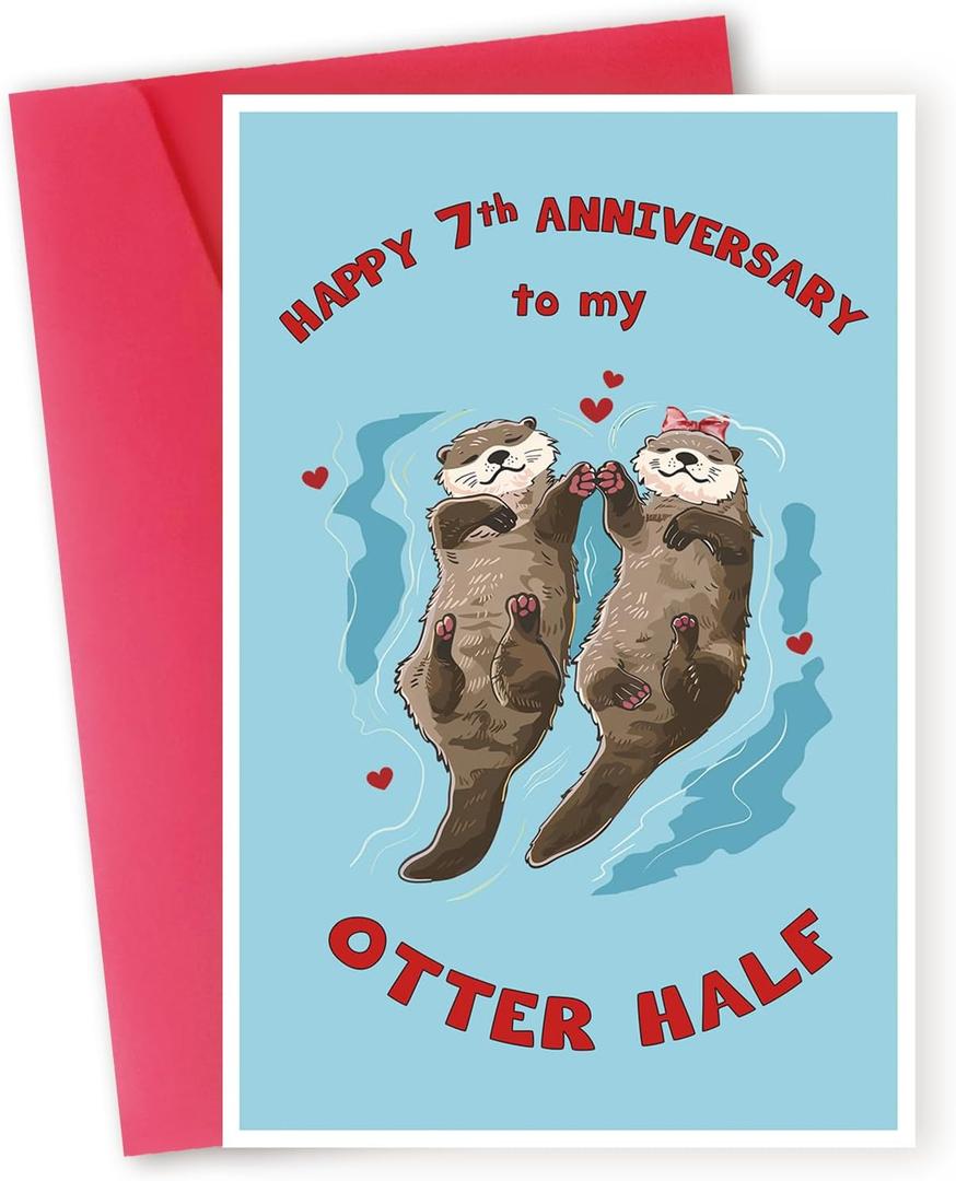 3 x Funny 7th Anniversary Card for Husband Wife,Sweet 7th Wedding Anniversary Card for Couple Boyfriend Girlfriend,7 Year Anniversary Card Gift Idea (hs-136)