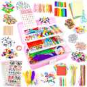 SMILESSKIDDO Arts Craft Supplies for Kids - 1100+ PCS Toddler DIY Craft Art Supply Set, Portable 3 Layered Folding Storage Box School Craft Projects - Gifts for Girls Ages 4-8, 8-12, Pink