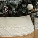 Knitted Christmas Tree Collar - 30'' Christmas Tree Stand Base Cover for Artificial Trees - Xmas Tree Ring Skirt - Cream White Rustic Farmhouse Tree Skirt Alternative for 7.5 ft 9 ft 12ft Tree