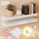 BAMEOS Floating Shelves with LED for Wall Decor, Sturdy Shelves with Warm Light, Wall Mounted Display Shelves, Set of 2, Hanging Shelf for Bathroom, Bedroom, Kitchen, Living Room Storage, White, 24 x 6