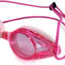 Anti Fog Racing Swimming Goggles with Quick Adjust Bungee Strap (Universal Fit, Pink)