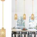 Mini Crystal Pendant Light, Gold Hanging Light Fixture for Kitchen Island, Hallway, Entryway, Dining Room or Bedroom, Adjustable Height 16-39.4", E26 Base, 1-Light, Hardwired, Bulb Not Included