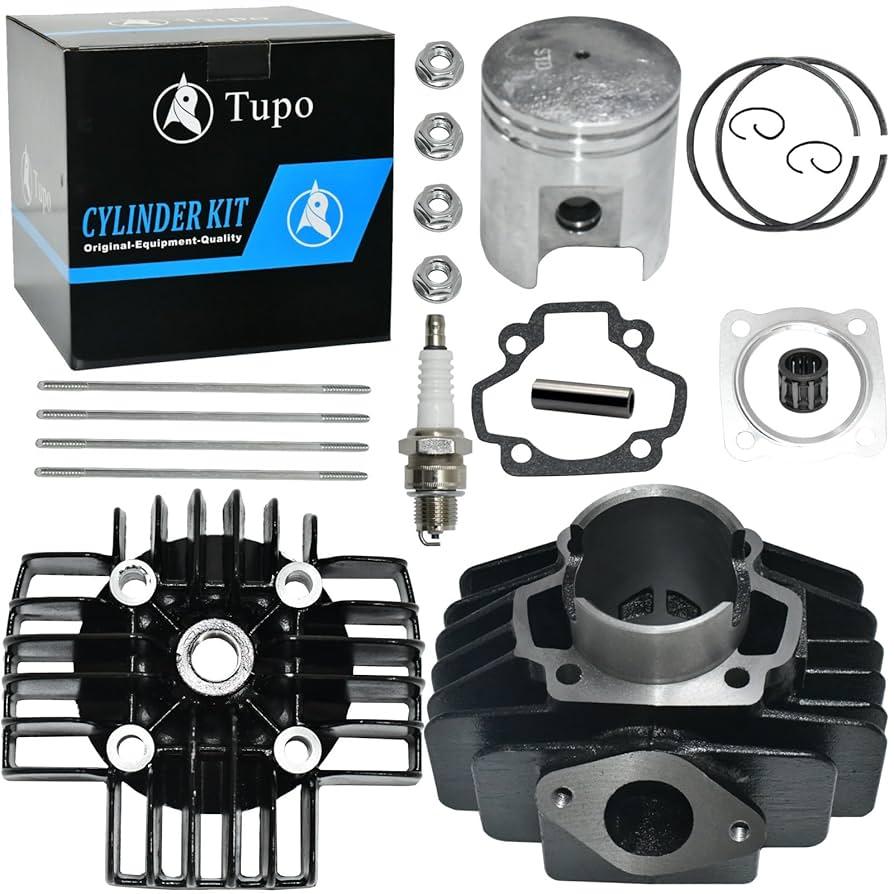 Tupo 44mm 60cc Big Bore Cylinder Head Piston Ring Gasket Top End Rebuild Kit Compatible with Yamaha PW50 PW 50 Y-Zinger 1981-2023, QT50 1979-1987, YT60 Tri-Zinger YT 60 1984-1985