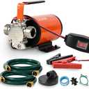 12V Water Transfer Pump, 330 GPH Portable Electric Utility Pump with On/Off Switch, 2 * 6ft Hoses Kit for RV, Marine, Garden, Pool, Aquariums Water Removal