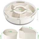 Divided Rotating Serving Tray with Lid and Handle, Portable Snackle Box for Fruits Snacks Veggie Charcuterie, Clear Lazy Susan Organizer and Fridge Storage Container for Adults Child (1PCS,12" L (Pink)