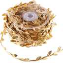 DECORA 36 Yards Artificial Gold Leaf Ribbon Trim for Wreath Making and Christmas Gift Wrapping Wedding Decoration