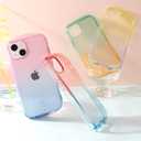 iFace Ombre Clear Case with Grip for iPhone 14 Pro (6.1") [Look in Lolly Series] Shockproof Transparent Gradient Color Protective Cover [Drop Tested] [Wireless Charging Compatible] - Lemon Sapphire