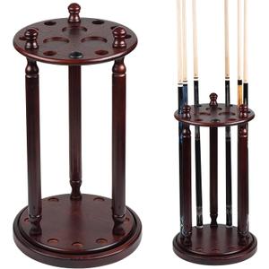 Collapsar Revolving Pool Stick Holder - 100% Solid Wood Billiard Pool Cue Rack Floor Stand - Holds 9 Pool Cue Sticks (Burgundy)