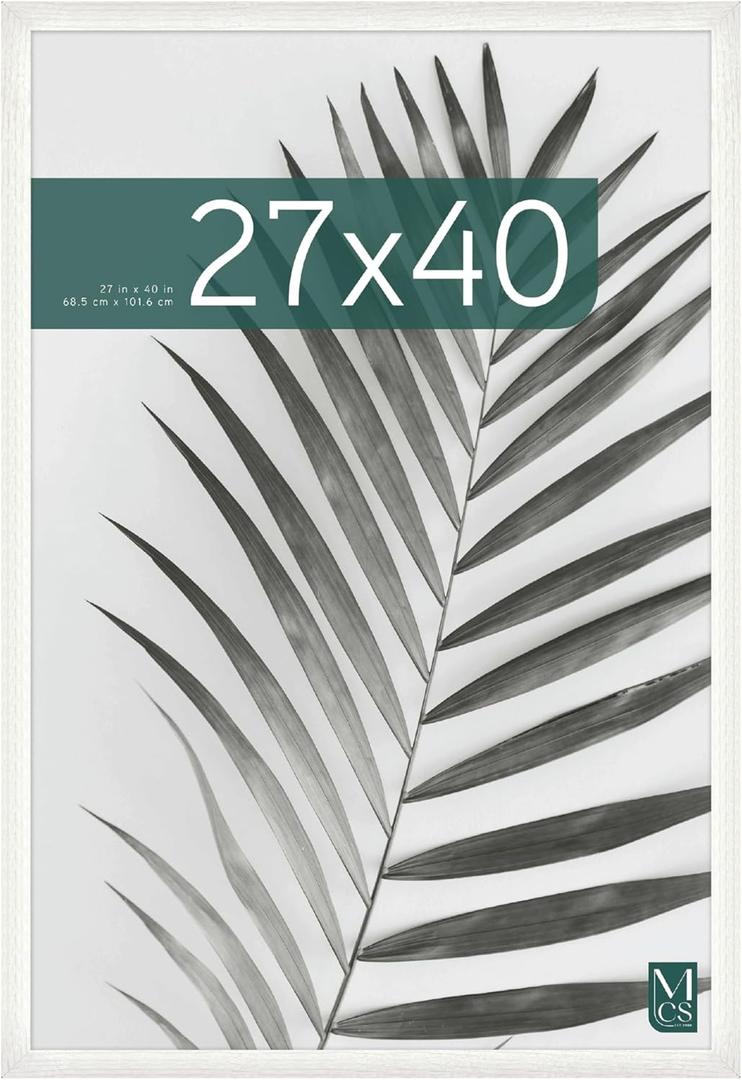 MCS Studio Gallery Movie Poster Frame 27x40 White Woodgrain, Vertical & Horizontal Wall Hanging Large Picture Frame for Photos, Artwork & Custom Posters (1-Pack)