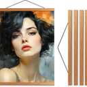 Magnetic Poster Hanger 24 Poster Frame with Strong Magnets, Complete Hanging Kit for Posters, Art, Maps, and More, Fits 24x17, 24x20, 24x36, Teak Wood