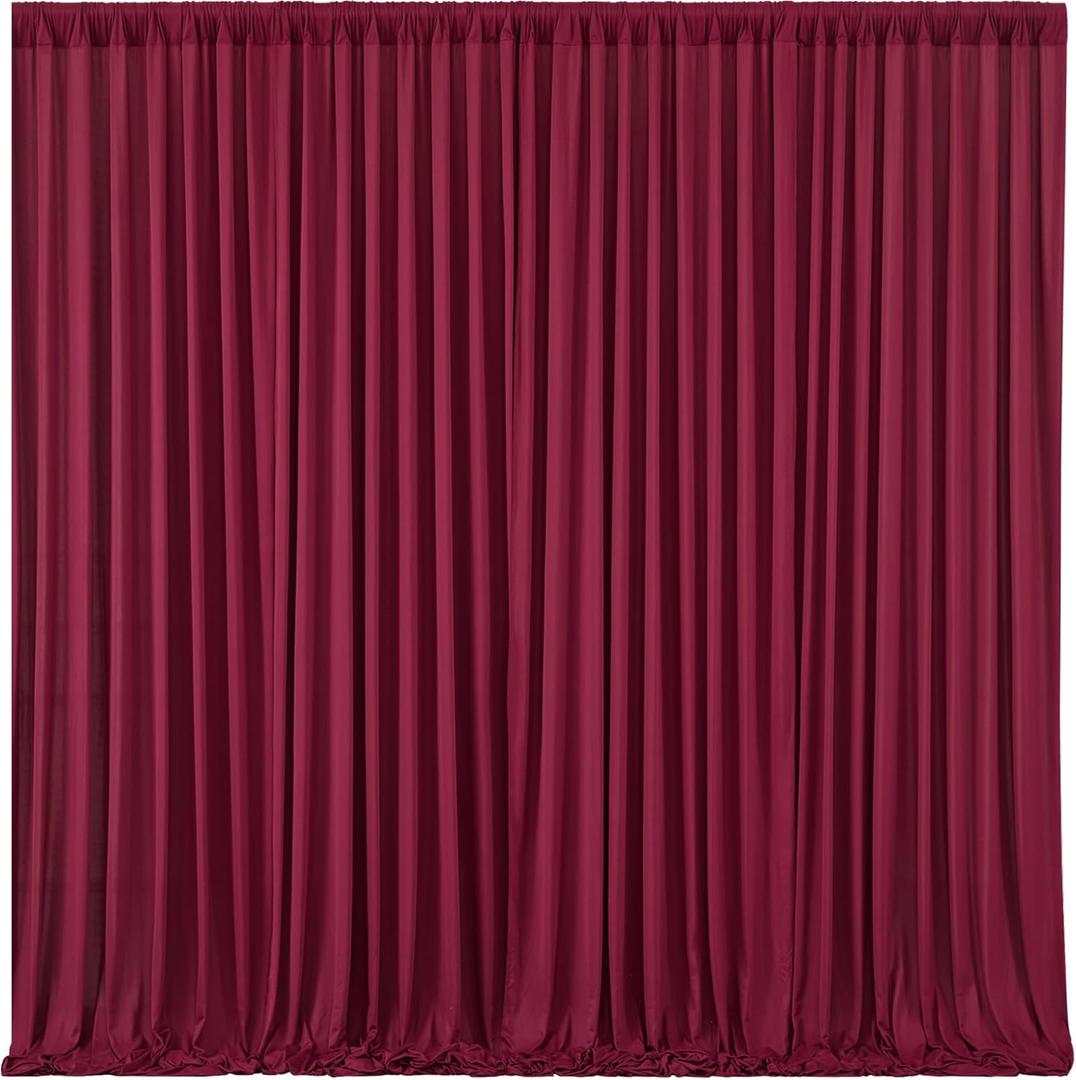 Burgundy Backdrop Curtains 6 Panels - Wrinkle-Free Polyester Photography Drapes for Baby Shower & Birthday Party - 24 X 10FT