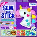 EZCRA Unicorn Sewing Kit for Kids - 8-in-1 Kids Sewing Kit - Easy to Do Craft Kits for Ages 4-8 - Sewing Crafts - Extra Felt Stickers for Decoration - No Mess with Full Instructions