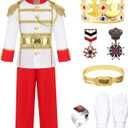Kids Prince Charming Costume for Boys  Royal Prince Uniform for Halloween & Dress Up, Ages 49 (67 yrs Height 47.250.4in)