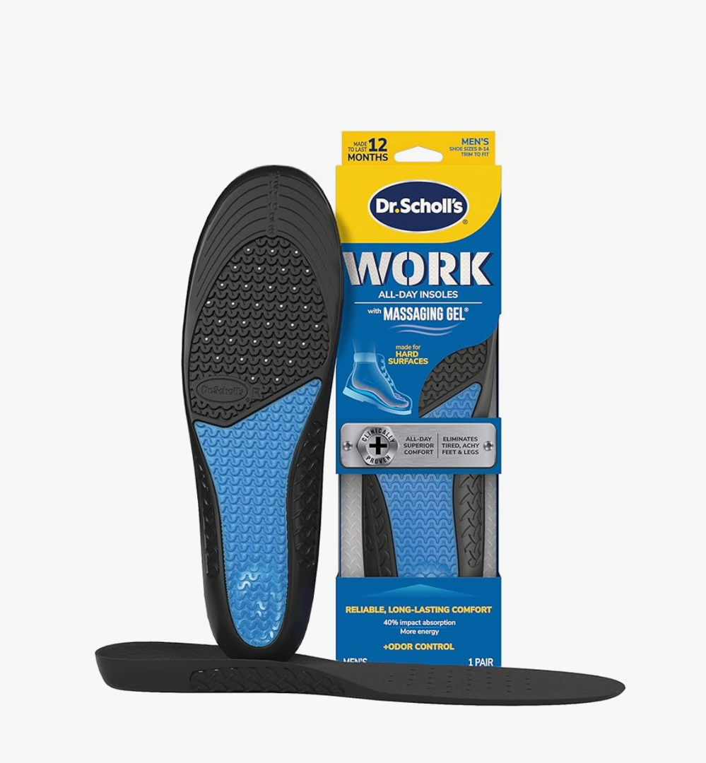 Dr. Scholl's Work All-Day Superior Comfort Insoles with Massaging Gel - Designed for Men & Women with Hard-Working Feet, Eliminates Sore Muscles and Tired Legs, Arch Support Inserts with Odor Control Men's 8-14