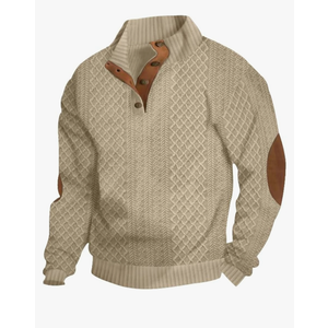 Men's Block Striped Sweatshirt Casual Outdoor Long Sleeve Stand Collar Pullover Sweatshirt Button Quarter Sweater, XXXL