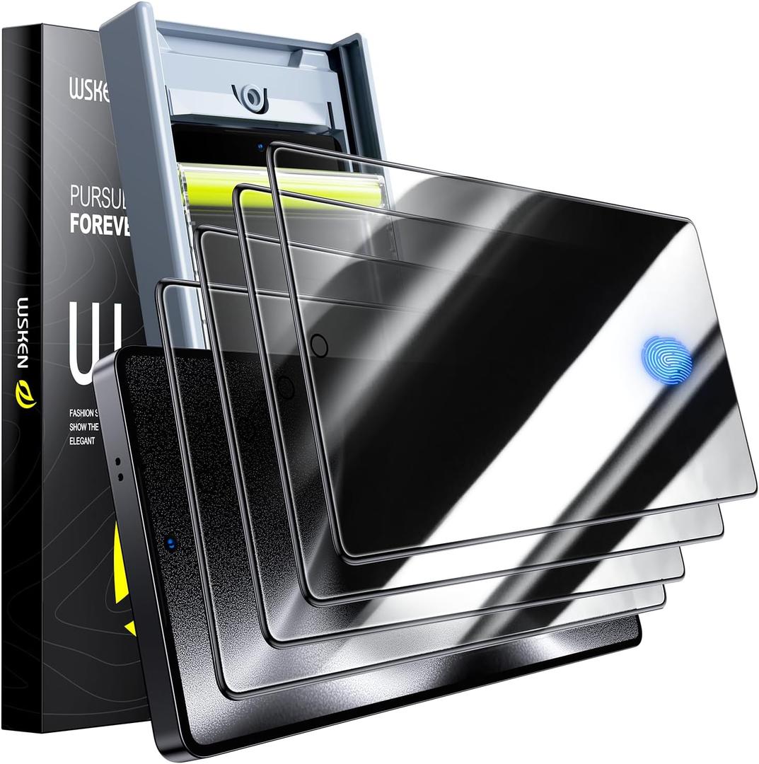 WSKEN for Samsung Galaxy S25 Ultra Privacy Screen Protector - [24 Anti-Spy] [0.02s Fingerprint Unlock] [Auto Dust Remove] [Zero Bubble] Top Durable 9H+ Tempered Glass Case Friendly, 4 Pack