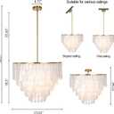 TOCHIC Capiz Shell Chandelier, 6-Light Chandeliers for Dining Room, Gold Coastal Chandelier with Natural Shells, Round Boho Light Fixtures for Bedroom, Living Room, Kitchen and Foyer, W-23.62"