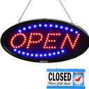 Neon Sign OPEN, AGPtek 19x10inch LED business open sign advertisement board Electric Display Sign, Two Modes Flashing & Steady light, for business, walls, window, shop, bar, hote