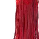 AIJIVOU Women's Rhinestone Fringe Cowgirl Boots, Sparkly Western Cowboy Boots Pointed Toe Knee Block Chunky Middle Heel Pull On Mid Calf Boots for Women Girl Party (12, Red)