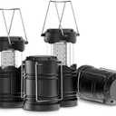 Lichamp 4 Pack LED Camping Lanterns, Battery Powered Camping Lights LED Collapsible Flashlight Portable Emergency Supplies Kit, A4BK