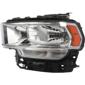 Halogen Headlight Assembly Compatible with Ram 2500 3500 2019 2020 2021 2022 2023 2024 w/Bulb Driver Left Side Headlamp Chrome Repalce CH2502334 68360177AE 68360177AD