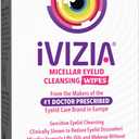 iVIZIA Eyelid Cleansing Wipes for Sensitive Eyelid Cleansing, Preservative-Free, Micellar, No Rinse, Gentle Eye Makeup Remover, 20 Sterile Single-Use Wipes for Eyelids 
