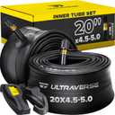 Ultraverse 20x4.0, 24x4.0, 26x4.0, 20x3.0, 26x3.0, 16x3.0, Inner Tube Set with Schrader Valve - Ideal for Mountain Bikes & E-Bikes with Fat Tires - Durable & Reliable 2 Pack with Tire Levers