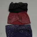 Rhinestone Boho Headbands, 3 Pack Crystal Stretch Turban Headbands with African Cotton Fabric - Fashion Hair Scarfs (Navy & Black & Burgundy)