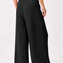 ANRABESS Womens Pants Wide Leg High Waisted Palazzo Pants Summer Flowy Beach Lounge Casual Trousers with Pockets (Black)