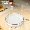 Herogo Stoneware Pasta Bowls Set of 4, 37 Ounce Large Wide Shallow Plates and Stackable Serving Bowls Sets for Salad Soup Cereal, Microwave & Dishwasher Safe, Ivory White