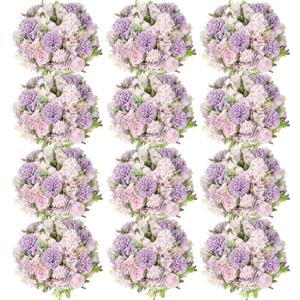 Tigeen Artificial Flowers Artificial Peonies Silk Flowers Faux Peony Fake Peony Silk Hydrangea Bouquet for Wedding Table Centerpiece Floral Vase Decor(Light Purple,12 Bundles)