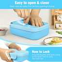Caperci 47oz Stackable Bento Lunch Box for Kids Leakproof BPA Free (Blue)