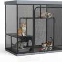 Catio Outdoor Cat Enclosure 50" High Cat Playpen for Multiple Cats, LitaiL 3-Tier Portable Cat House with Mesh Kitten Cats Tent, Outside Cat Cage with Perches for Patio Deck Balcony Large Cat Kennel