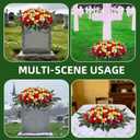 Wocst Headstone Flower Saddle,Large Artificial Cemetery Flowers for Grave Artificial Roses Daisy Saddle for Cemetery Headstone (Yellow)