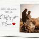 RYSMH Wedding Picture Frame, Couple Wood Photo Frame, Engagement Anniversary Wedding Valentines Day Gifts For Couple Husband Wife, The Best Is Yet To Come World Frame, 10x15cm